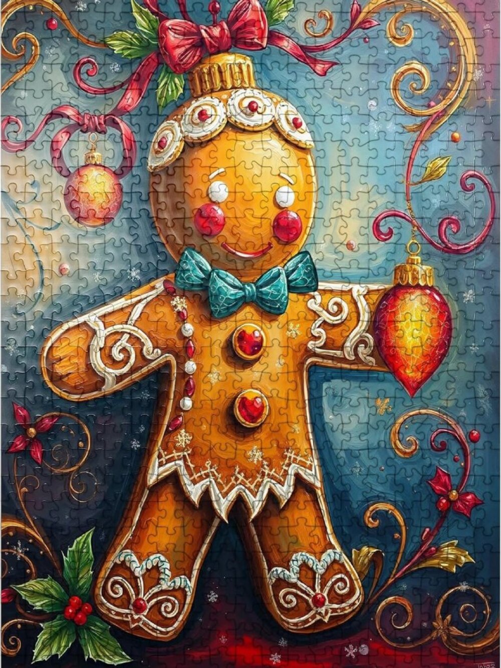 Festive Gingerbread Ornament Jigsaw Puzzle - 500 Piece Holiday Decor for Adults